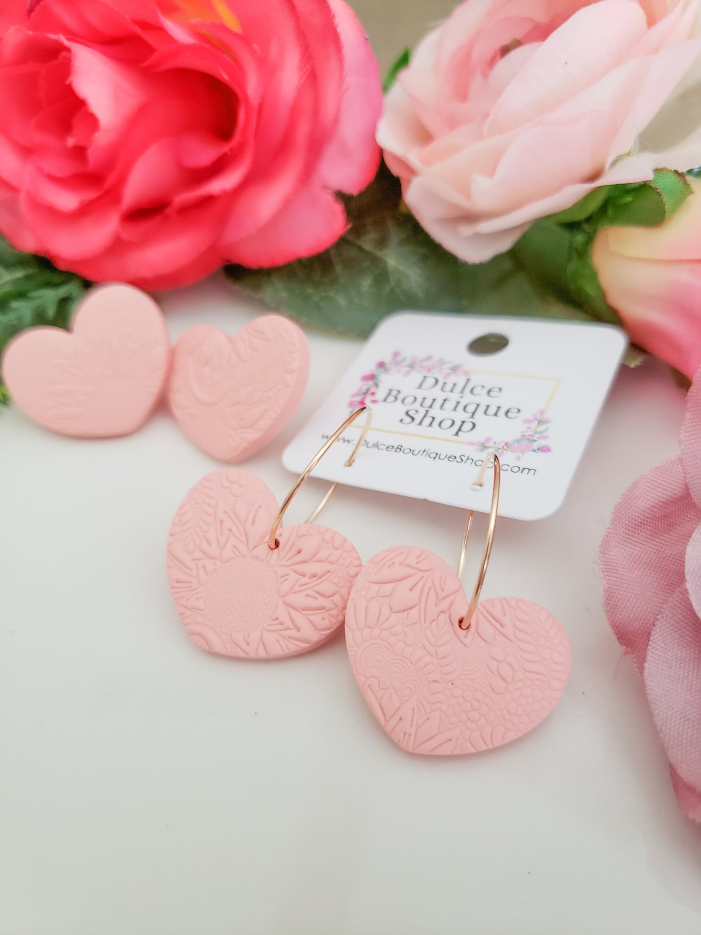 Floral Lace Heart Studs + Hoops