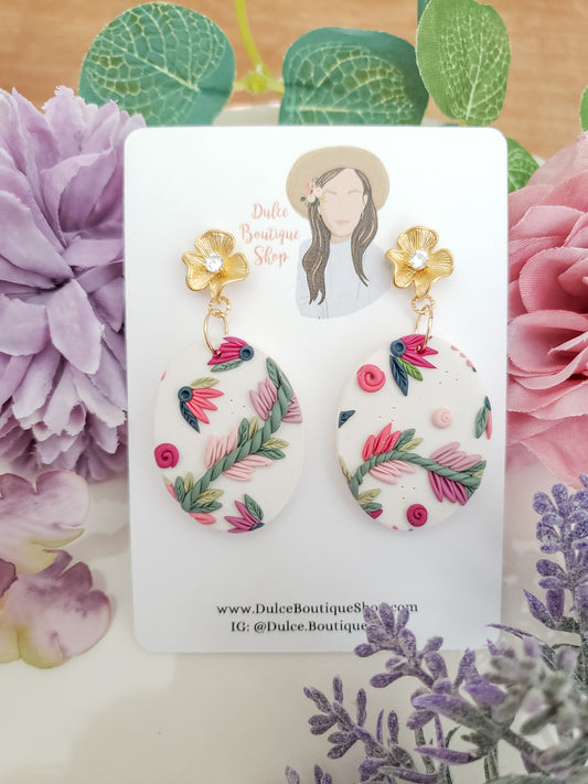 Oval Floral Studs