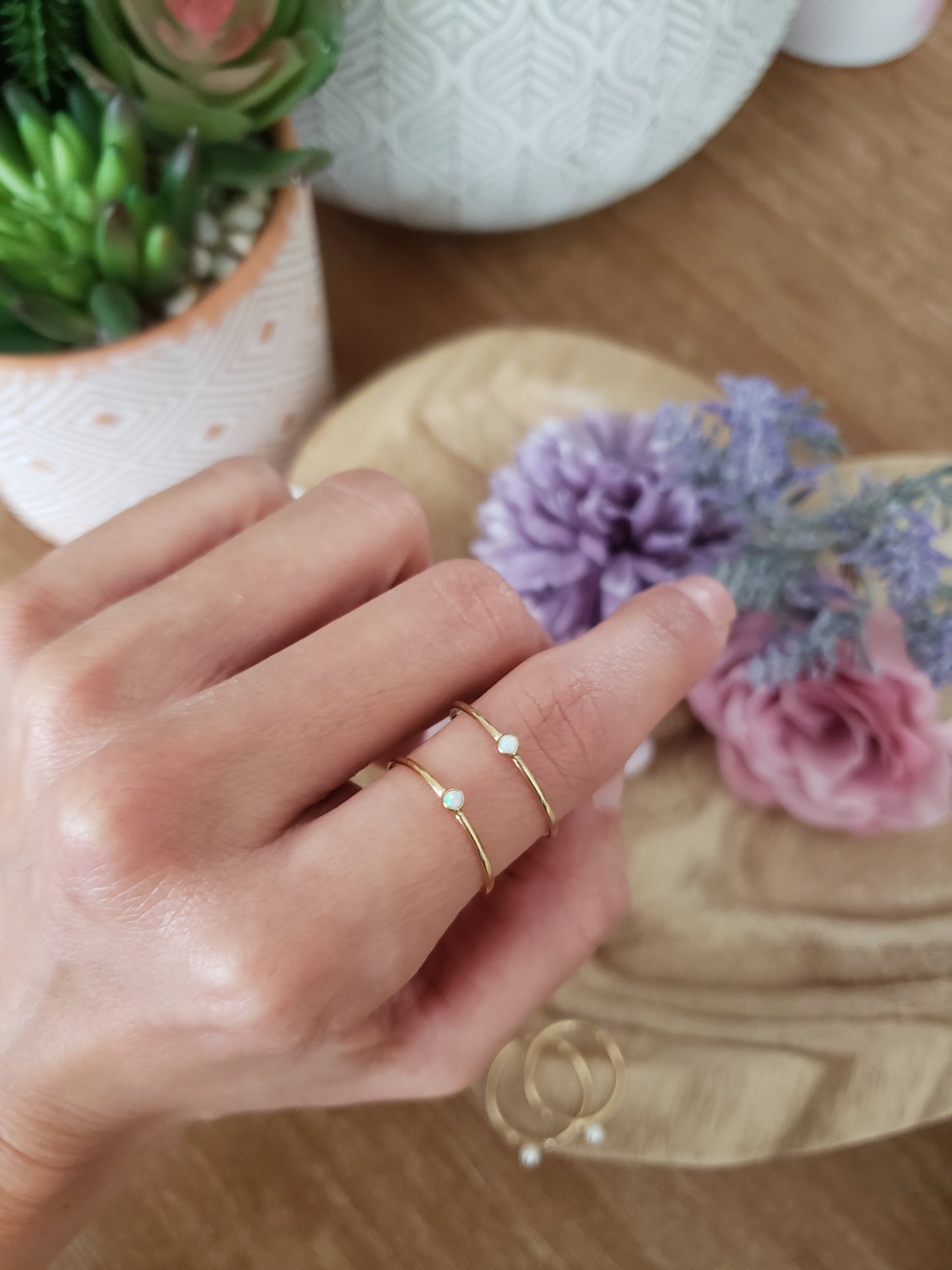 Opal + Pearl Stacking Rings