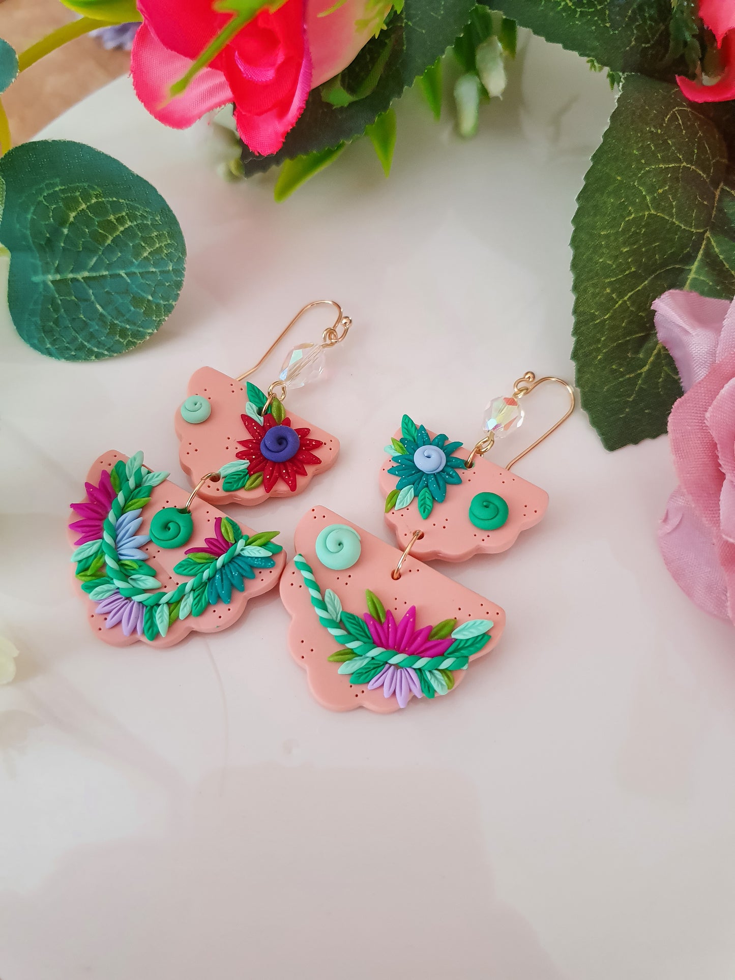 Pink Floral Earring Batch