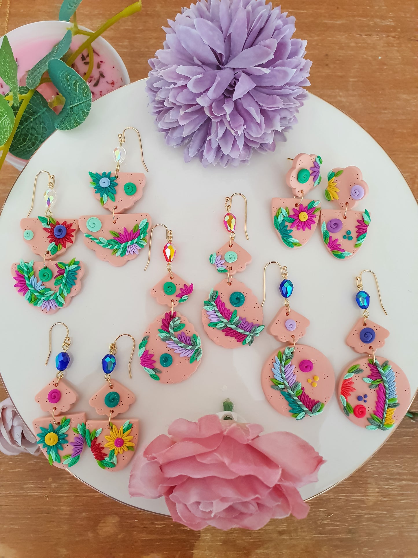Pink Floral Earring Batch