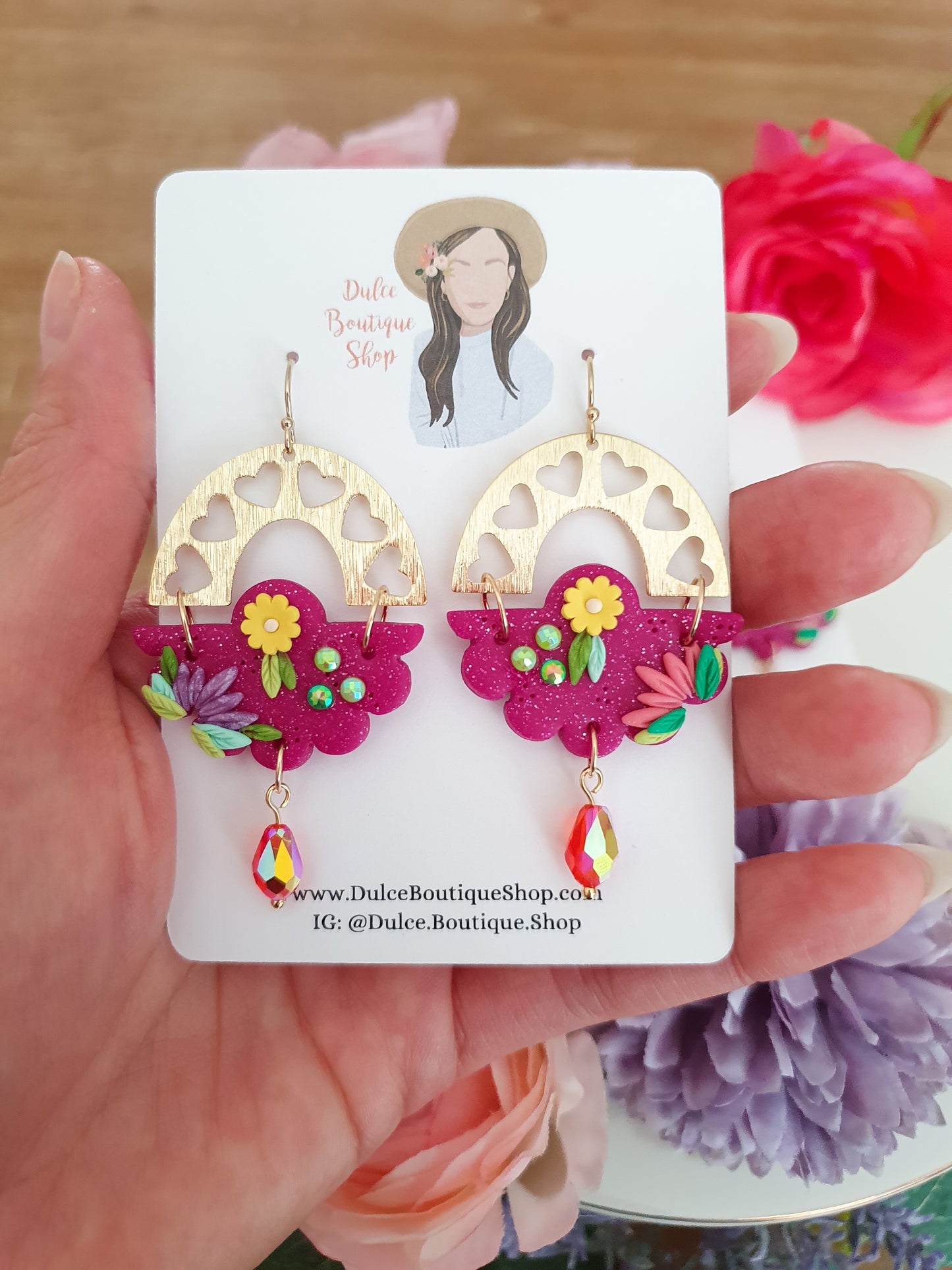 Sparkle Tulip Arch Earrings
