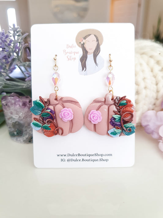 Pink Beige Pumpkin Earrings I